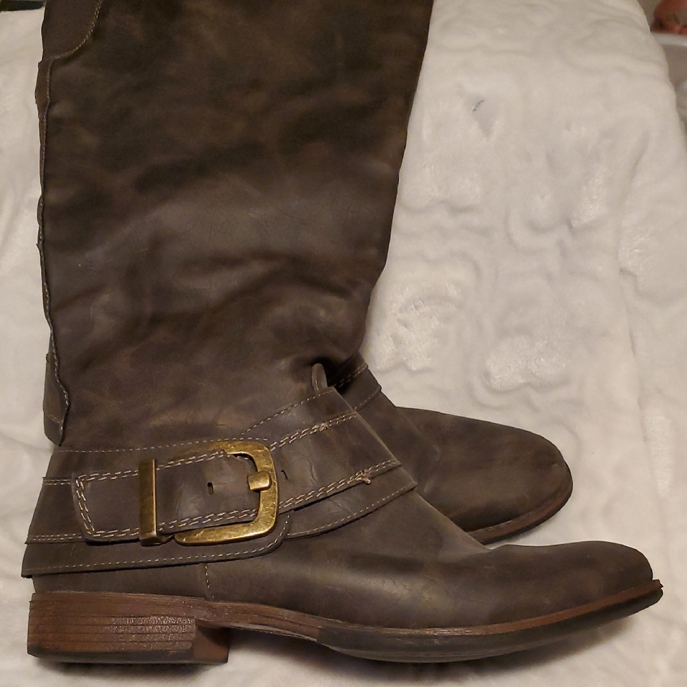 Ruff Hewn Taupe Moto Boots with Buckle